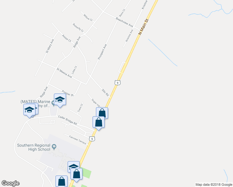 map of restaurants, bars, coffee shops, grocery stores, and more near 935 North Main Street in Stafford Township