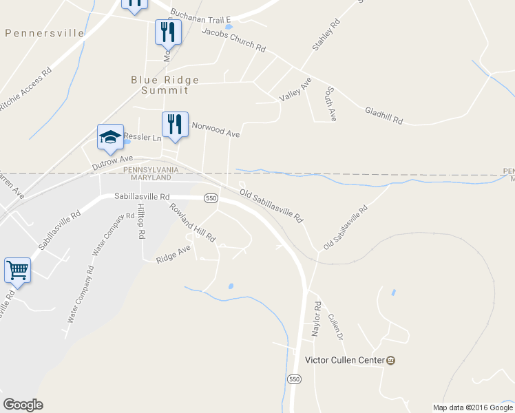 map of restaurants, bars, coffee shops, grocery stores, and more near 5836 Rowland Hill Road in Highfield-Cascade