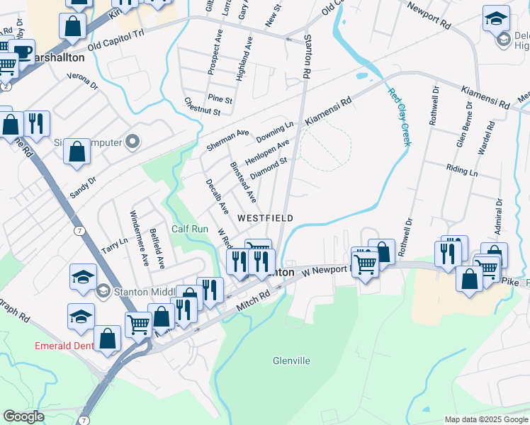 map of restaurants, bars, coffee shops, grocery stores, and more near 200 Fenwick Avenue in Wilmington