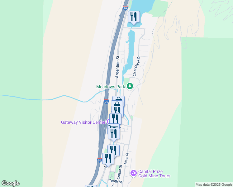 map of restaurants, bars, coffee shops, grocery stores, and more near 1785 Mountain Creek Dr in Georgetown