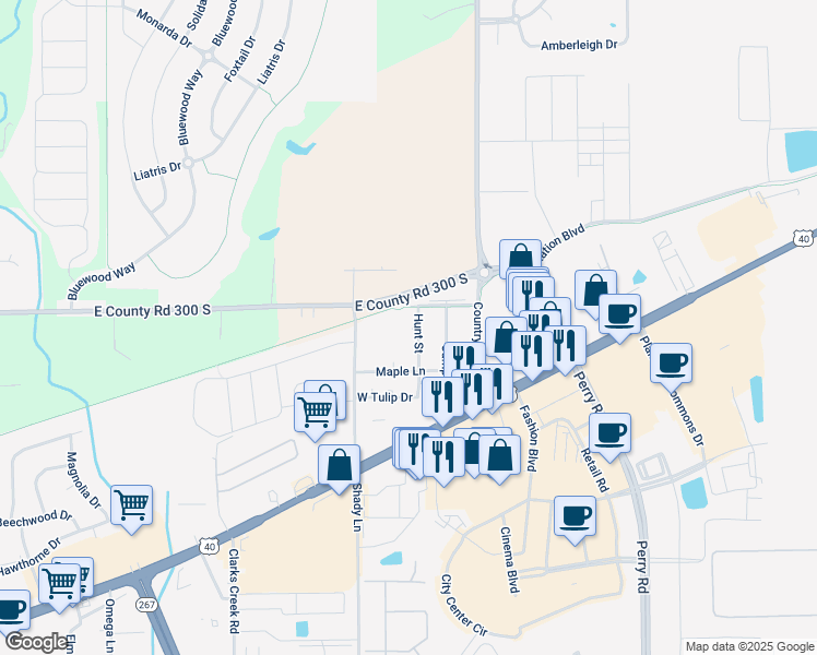 map of restaurants, bars, coffee shops, grocery stores, and more near 3428 Hunt Street in Plainfield