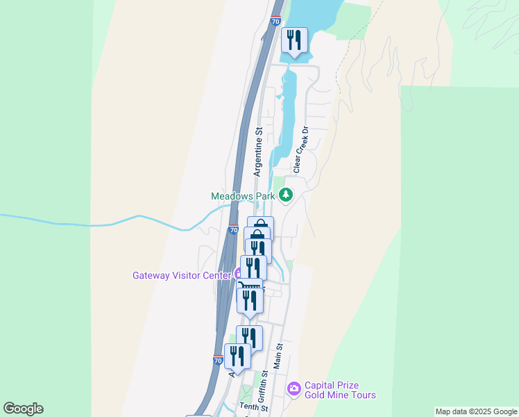 map of restaurants, bars, coffee shops, grocery stores, and more near 1785 Mountain Creek Drive in Georgetown