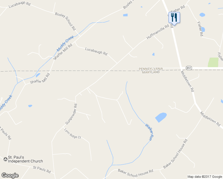 map of restaurants, bars, coffee shops, grocery stores, and more near 21627 Gunpowder Road in Manchester