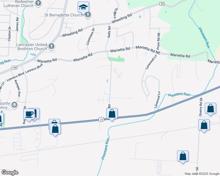 map of restaurants, bars, coffee shops, grocery stores, and more near 199 Sells Road in Lancaster