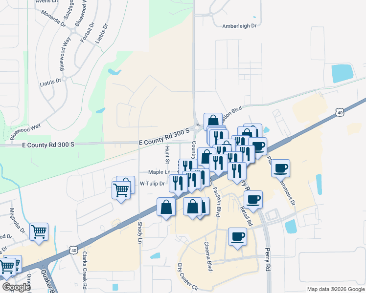 map of restaurants, bars, coffee shops, grocery stores, and more near 3425 Campbell Street in Plainfield