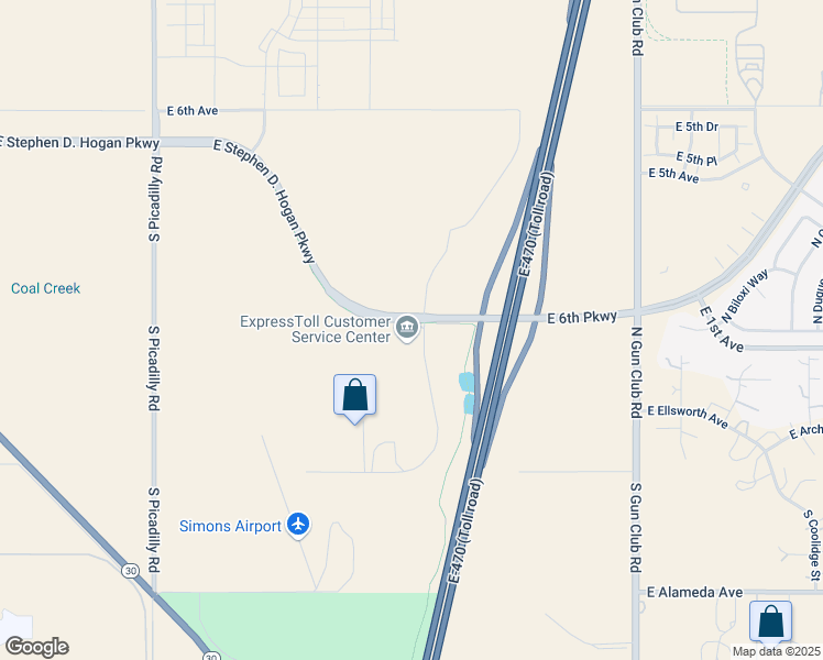 map of restaurants, bars, coffee shops, grocery stores, and more near 22470 East 6th Parkway in Aurora