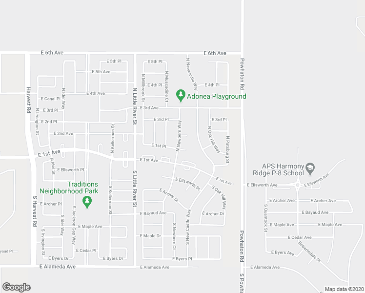 map of restaurants, bars, coffee shops, grocery stores, and more near 26039 East 1st Avenue in Aurora