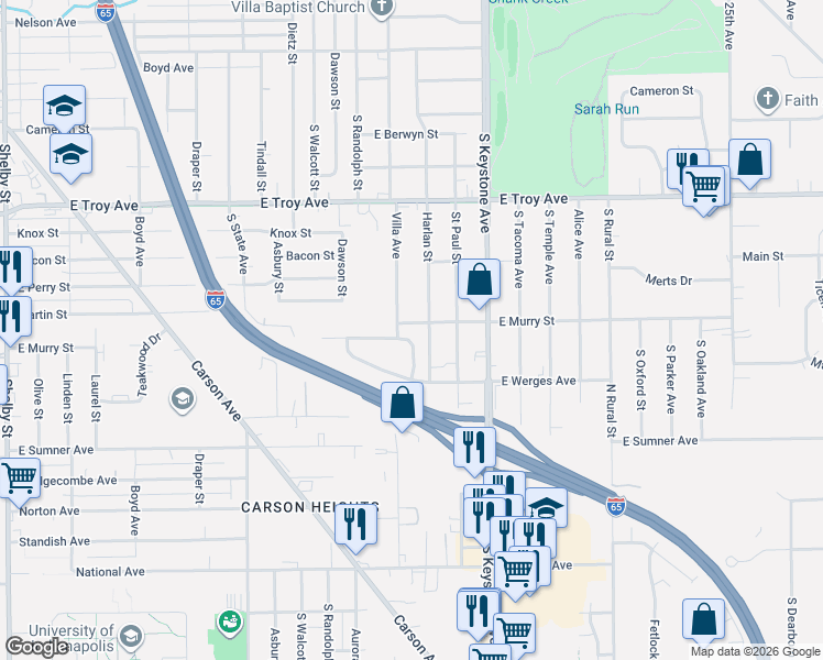 map of restaurants, bars, coffee shops, grocery stores, and more near 3308 Keystone Lakes Way in Indianapolis