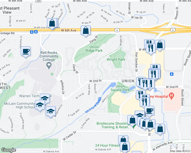 map of restaurants, bars, coffee shops, grocery stores, and more near 211 Wright Street in Lakewood