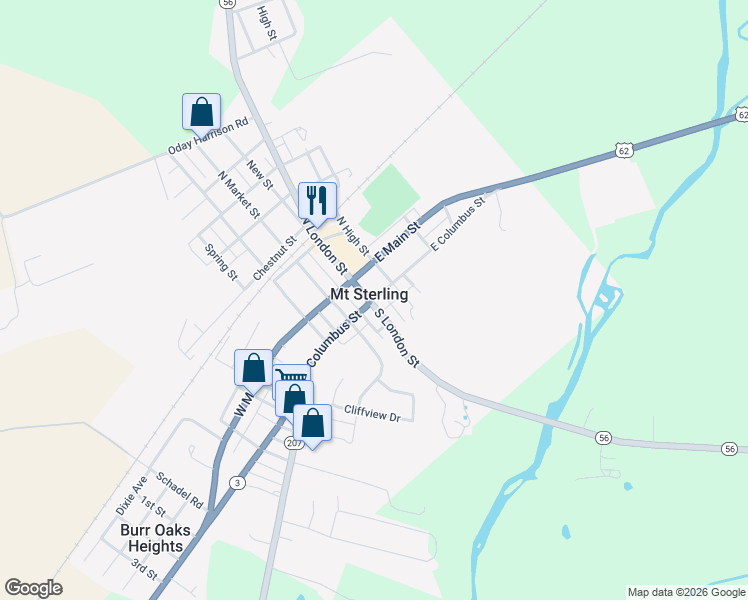 map of restaurants, bars, coffee shops, grocery stores, and more near in Mount Sterling