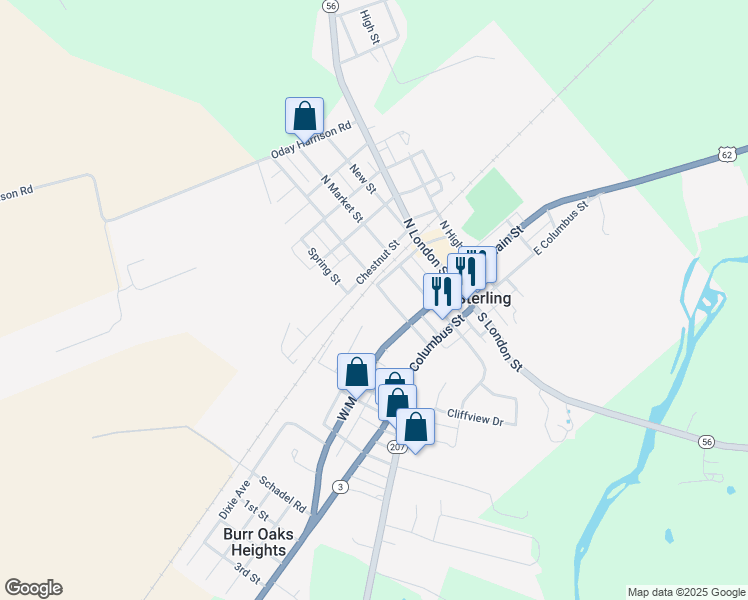 map of restaurants, bars, coffee shops, grocery stores, and more near 125 Chestnut Street in Mount Sterling