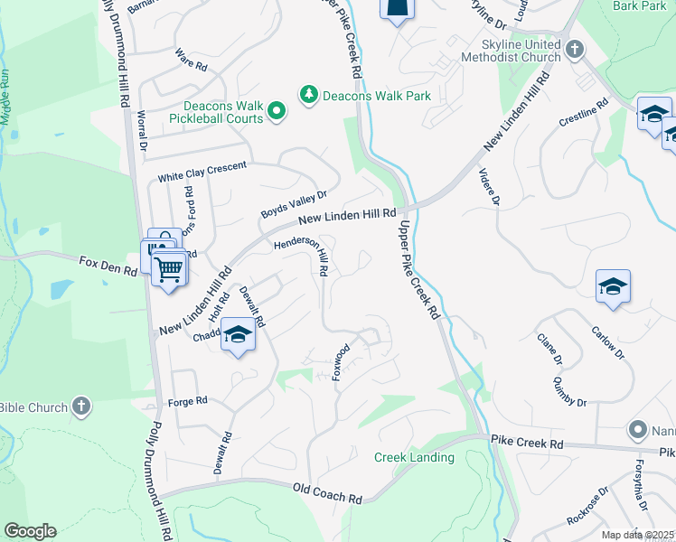 map of restaurants, bars, coffee shops, grocery stores, and more near 304 Greystone Lane in Newark