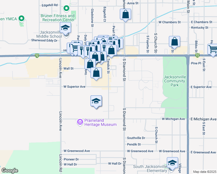 map of restaurants, bars, coffee shops, grocery stores, and more near 1200 Tendick Street in Jacksonville