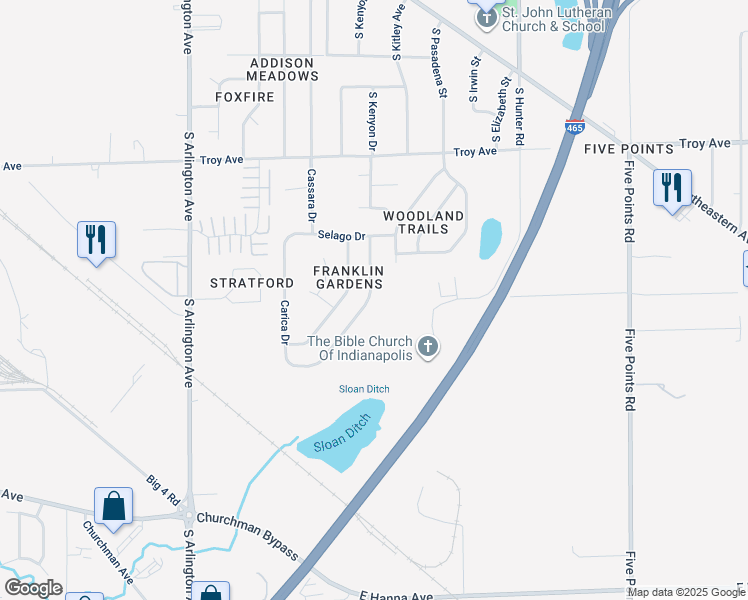 map of restaurants, bars, coffee shops, grocery stores, and more near 3319 Capsella Lane in Indianapolis
