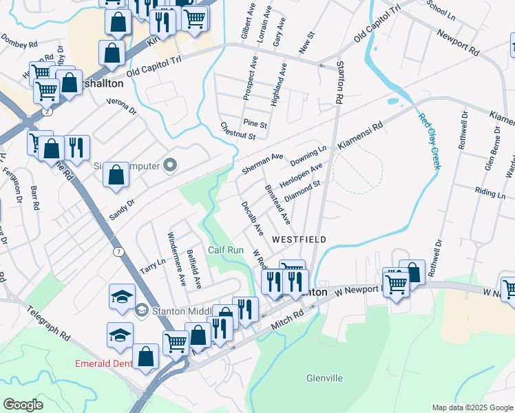 map of restaurants, bars, coffee shops, grocery stores, and more near 2304 Henlopen Avenue in Wilmington