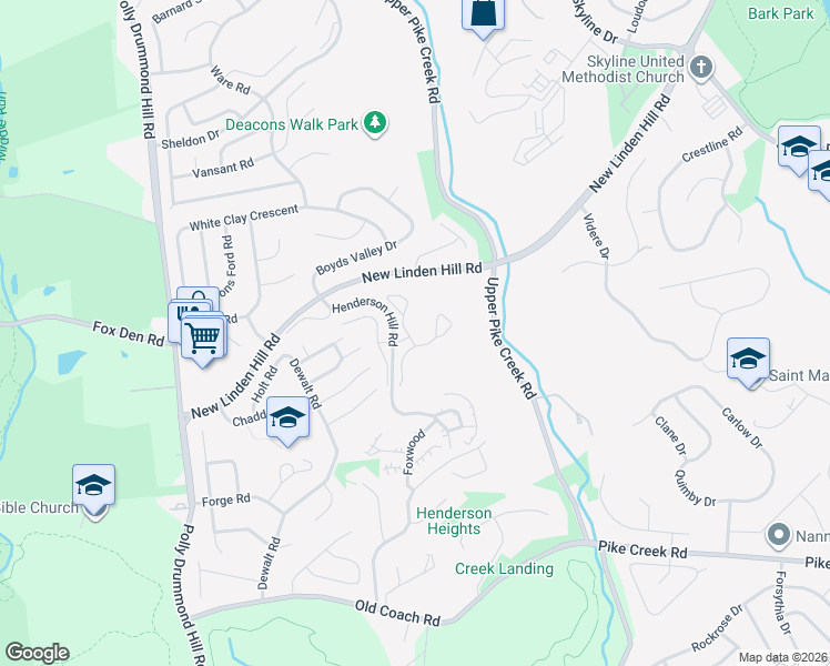 map of restaurants, bars, coffee shops, grocery stores, and more near 100 Red Fox Lane in Newark