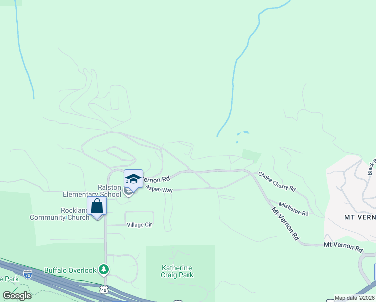 map of restaurants, bars, coffee shops, grocery stores, and more near 25391 Ridge Way in Golden
