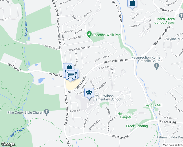 map of restaurants, bars, coffee shops, grocery stores, and more near 209 Roseman Court in Newark