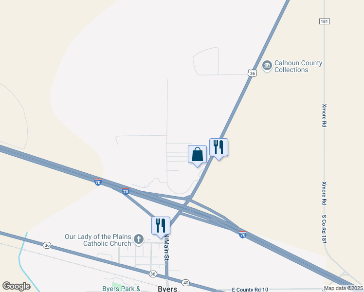 map of restaurants, bars, coffee shops, grocery stores, and more near 68 Royal M H Park in Byers