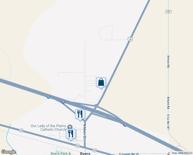 map of restaurants, bars, coffee shops, grocery stores, and more near 68 Royal M H Park in Byers