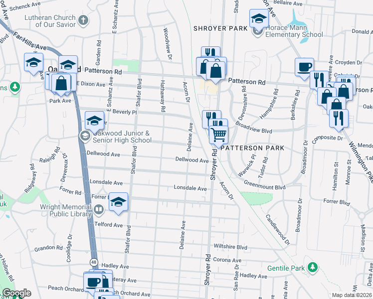 map of restaurants, bars, coffee shops, grocery stores, and more near 356 Harman Boulevard in Dayton