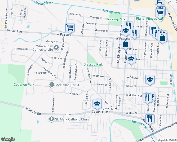 map of restaurants, bars, coffee shops, grocery stores, and more near 516 Maud Avenue in Lancaster