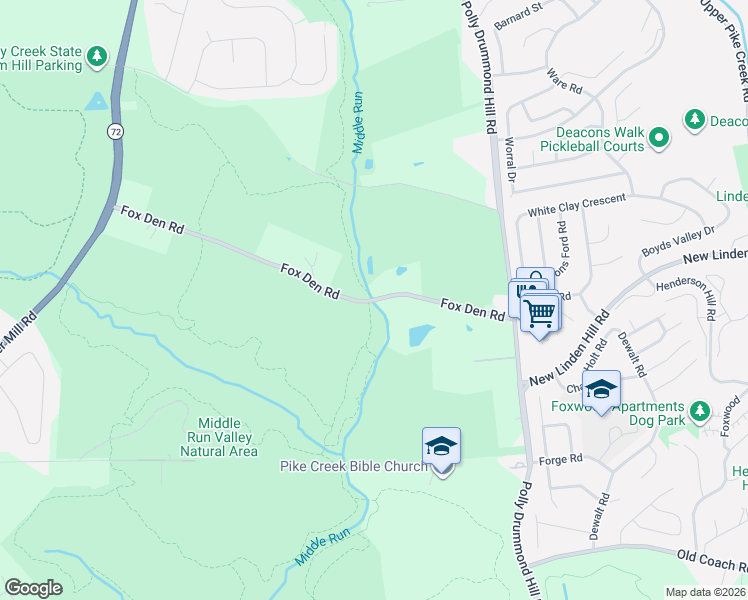 map of restaurants, bars, coffee shops, grocery stores, and more near 100 Fox Den Road in Newark