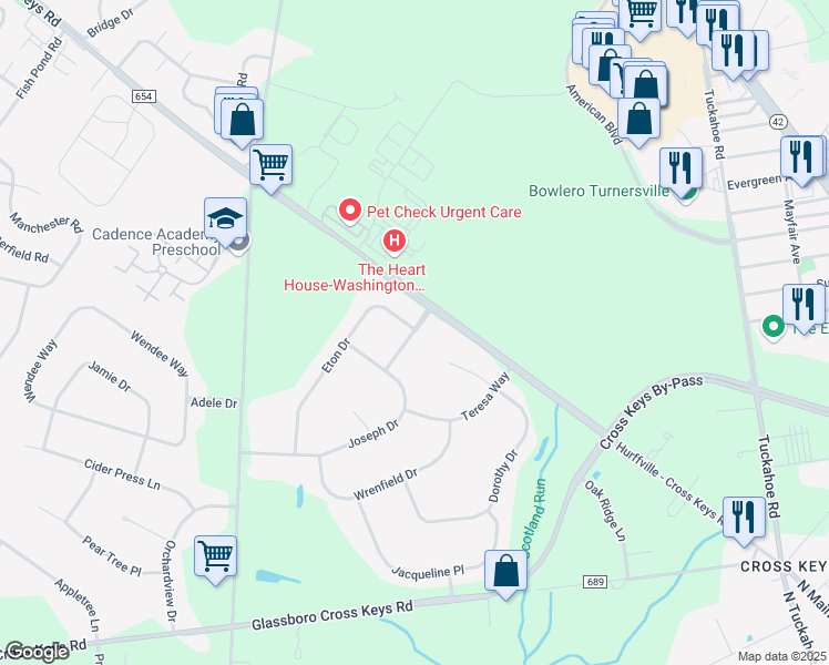map of restaurants, bars, coffee shops, grocery stores, and more near 4 Sunhaven Drive in Washington Township