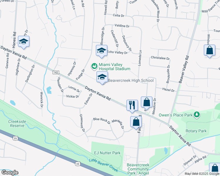map of restaurants, bars, coffee shops, grocery stores, and more near in Greene County