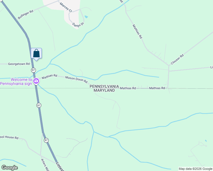 map of restaurants, bars, coffee shops, grocery stores, and more near 330 Mathias Road in Littlestown