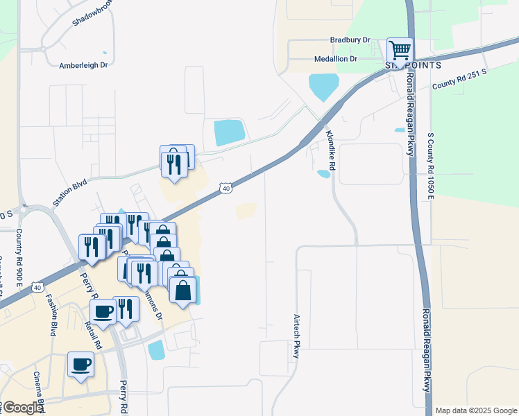 map of restaurants, bars, coffee shops, grocery stores, and more near 2961 Clover Drive in Plainfield