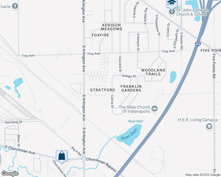map of restaurants, bars, coffee shops, grocery stores, and more near 3244 Carica Drive in Indianapolis