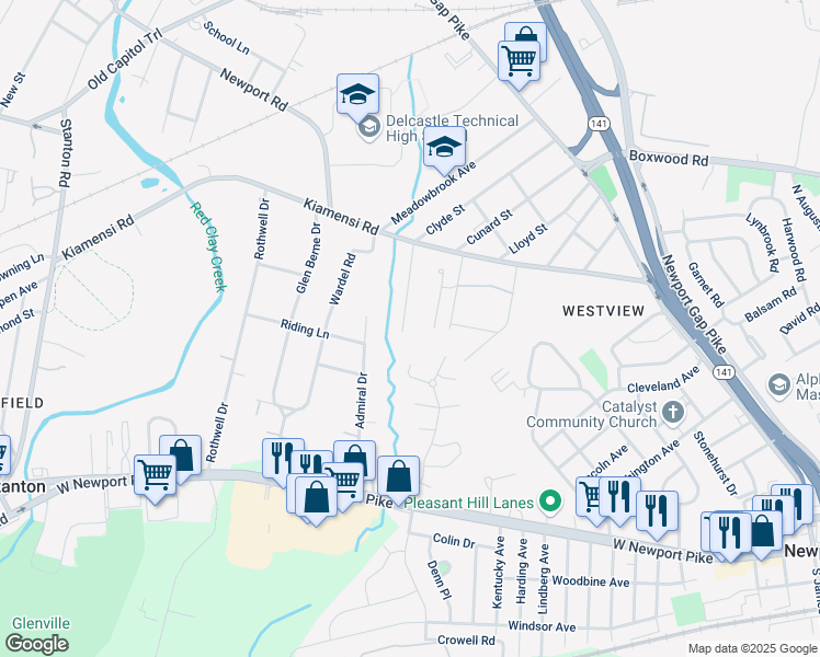 map of restaurants, bars, coffee shops, grocery stores, and more near 332 Clyde Street in Wilmington