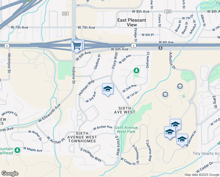 map of restaurants, bars, coffee shops, grocery stores, and more near 14392 West 2nd Place in Golden