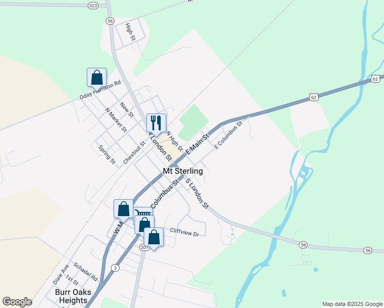 map of restaurants, bars, coffee shops, grocery stores, and more near in Mount Sterling