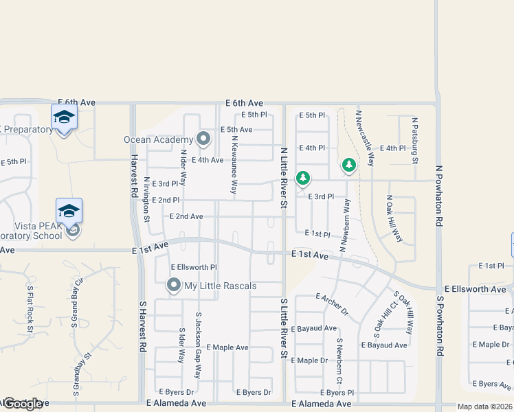 map of restaurants, bars, coffee shops, grocery stores, and more near 178 North Kellerman Street in Aurora