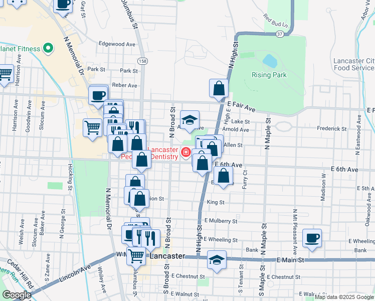 map of restaurants, bars, coffee shops, grocery stores, and more near 189-119 East 6th Avenue in Lancaster