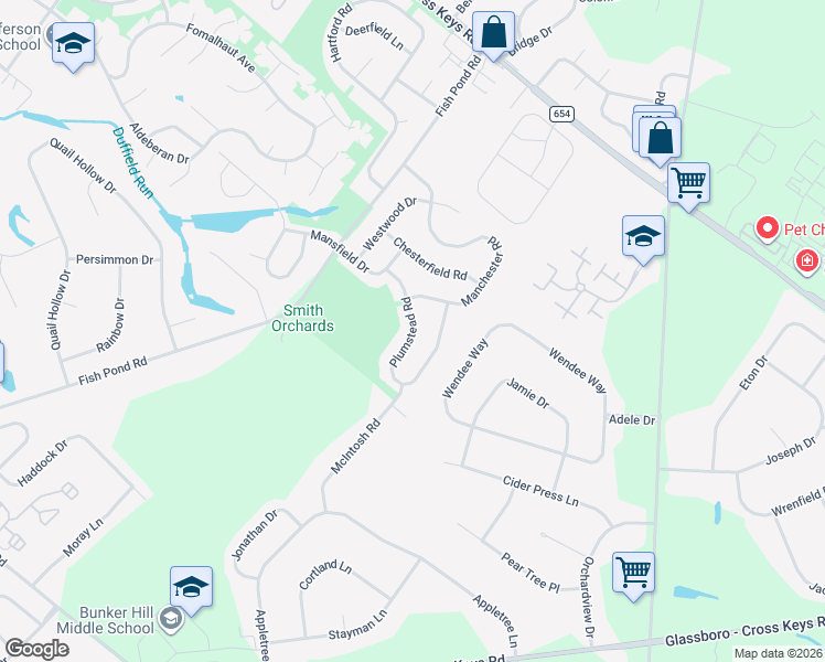 map of restaurants, bars, coffee shops, grocery stores, and more near 48 Plumstead Road in Washington Township