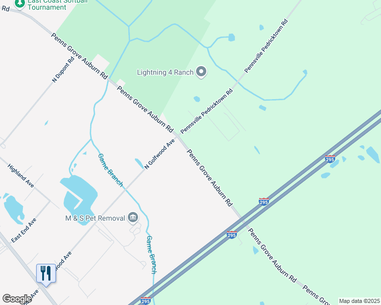 map of restaurants, bars, coffee shops, grocery stores, and more near 277 Pennsville Pedricktown Road in Pedricktown