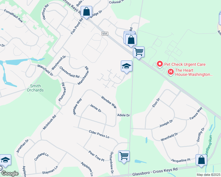 map of restaurants, bars, coffee shops, grocery stores, and more near 1507 Briarwood Court in Washington Township