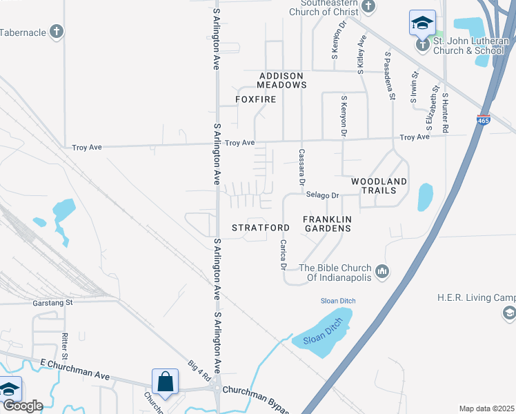 map of restaurants, bars, coffee shops, grocery stores, and more near 6153 Wildcat Drive in Indianapolis