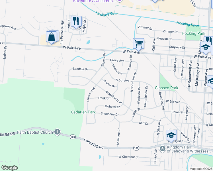 map of restaurants, bars, coffee shops, grocery stores, and more near 2046 Turner Drive in Lancaster