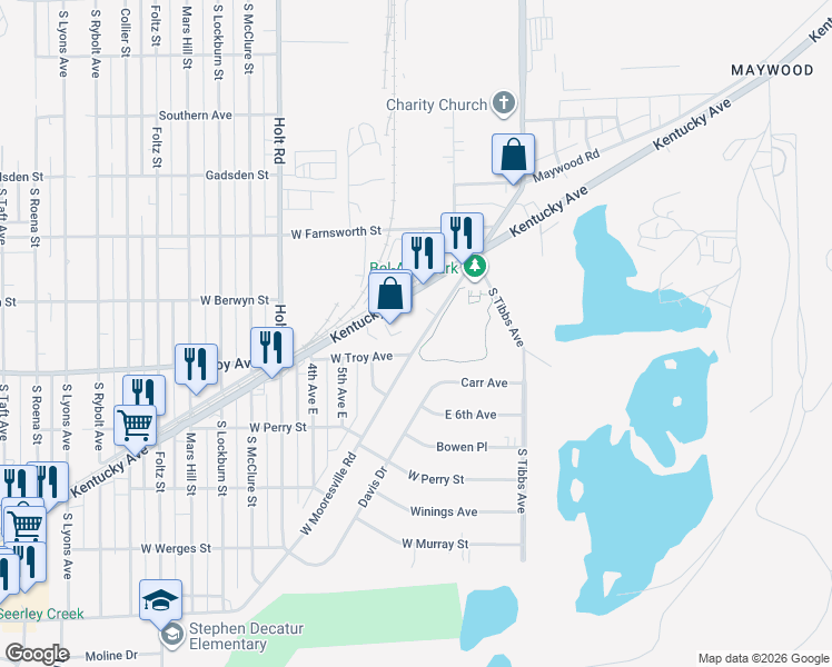 map of restaurants, bars, coffee shops, grocery stores, and more near 2930 West Mooresville Road in Indianapolis