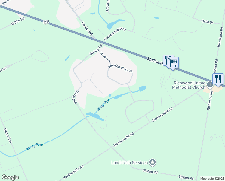 map of restaurants, bars, coffee shops, grocery stores, and more near 13 Knights Court in Gloucester County