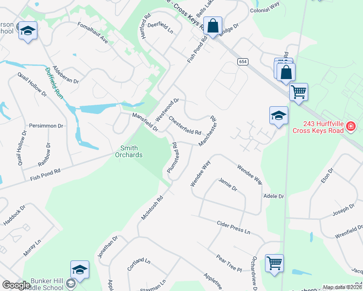 map of restaurants, bars, coffee shops, grocery stores, and more near 65 Manchester Road in Washington Township