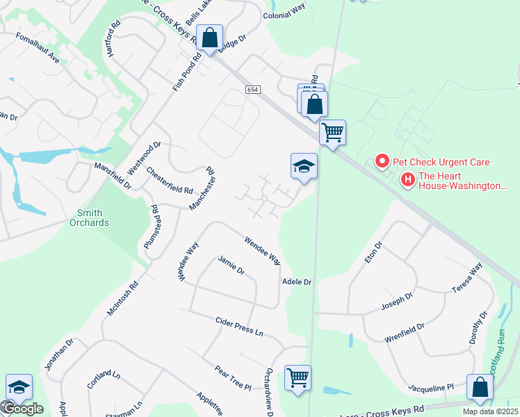 map of restaurants, bars, coffee shops, grocery stores, and more near 1507 Briarwood Court in Washington Township