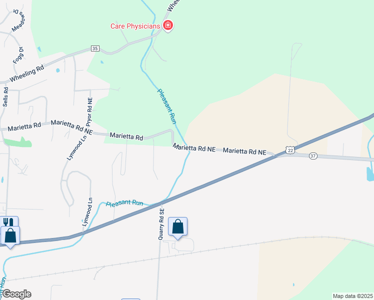 map of restaurants, bars, coffee shops, grocery stores, and more near 1930 Marietta Road in Lancaster