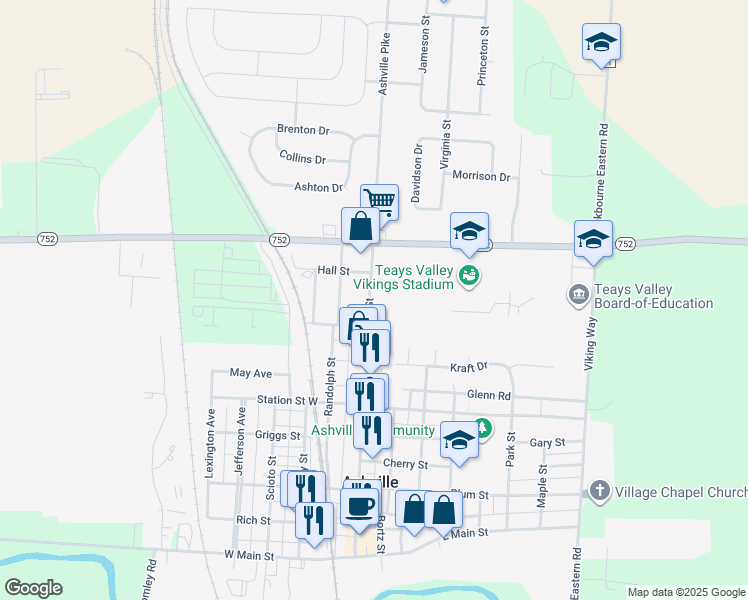 map of restaurants, bars, coffee shops, grocery stores, and more near 430 Long Street in Ashville