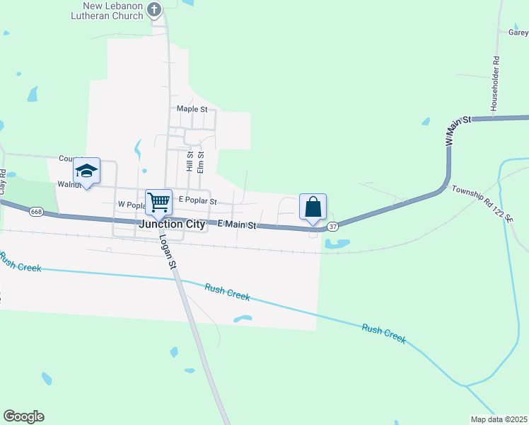map of restaurants, bars, coffee shops, grocery stores, and more near 429 East Main Street in Junction City