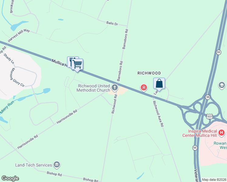 map of restaurants, bars, coffee shops, grocery stores, and more near 104 Richwood Road in Harrison Township